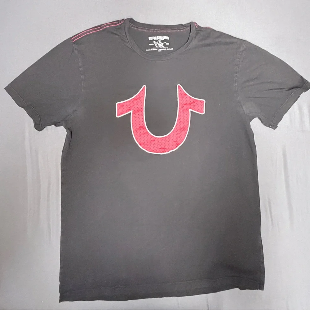 True Religion Black Tee with Red Logo